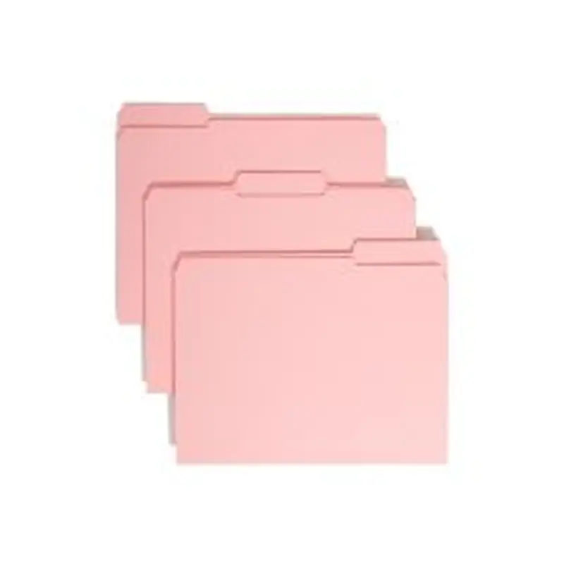 Smead Color File Folders, With Reinforced Tabs, Letter Size, 1/3 Cut, Pink, Box Of 100