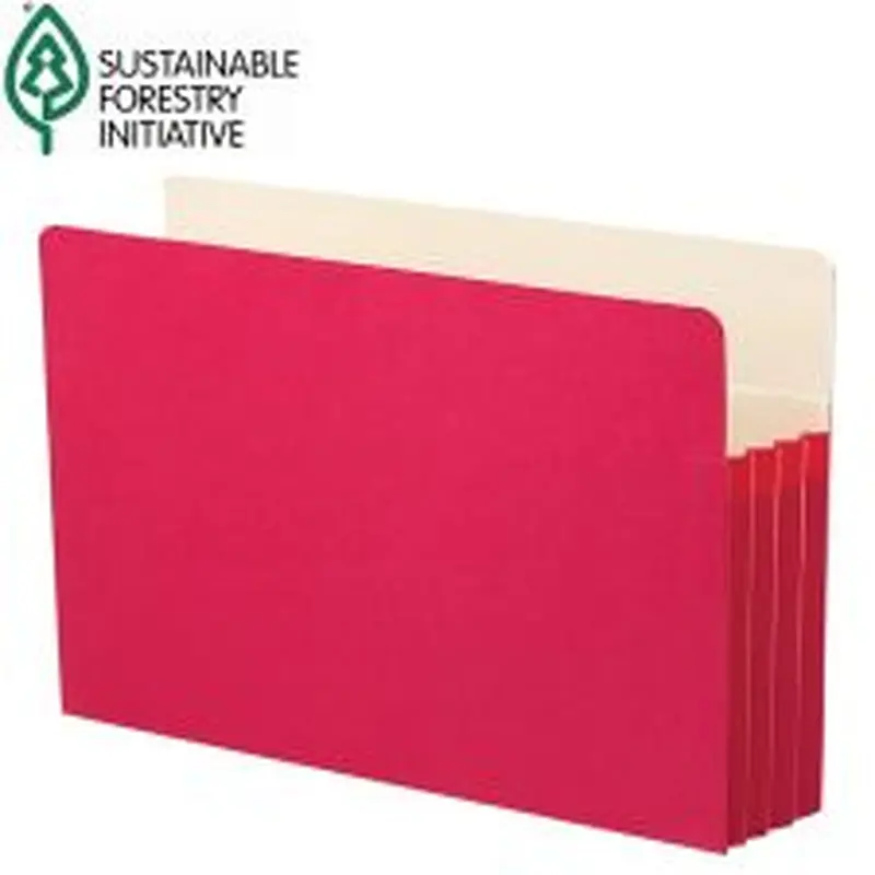 Smead Color File Pockets, 3 1/2" Expansion, 9 1/2" x 14 3/4", Red