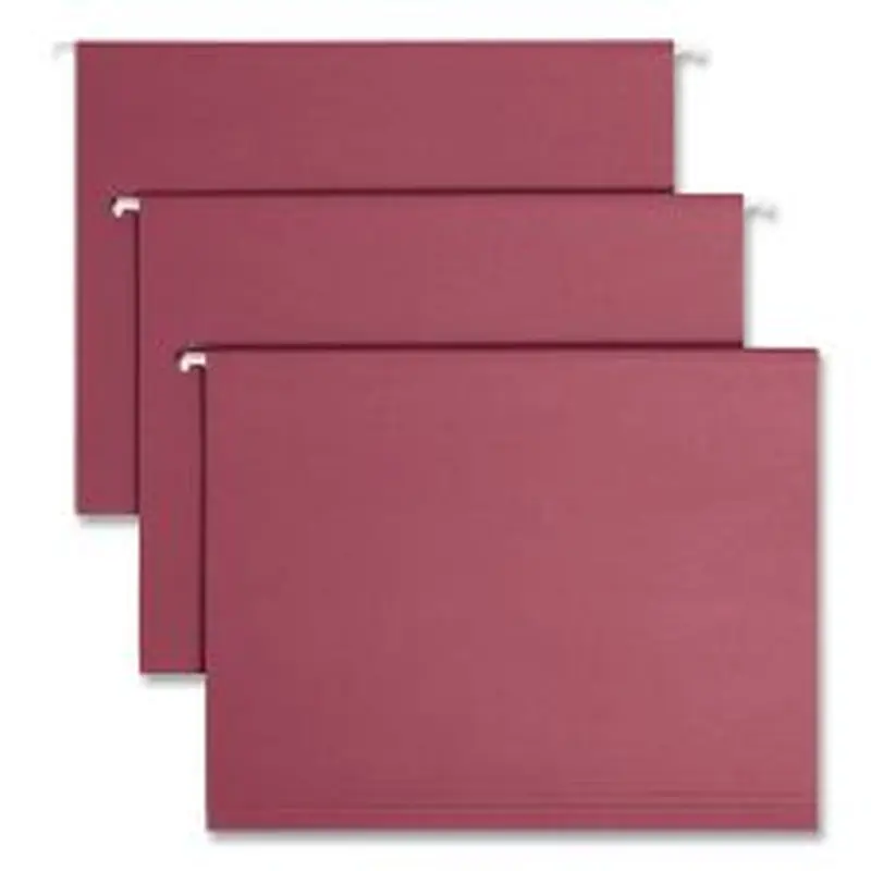 Smead Colored Hanging File Folders with 1/5 Cut Tabs, Letter Size, 1/5-Cut Tabs, Maroon, 25/Box