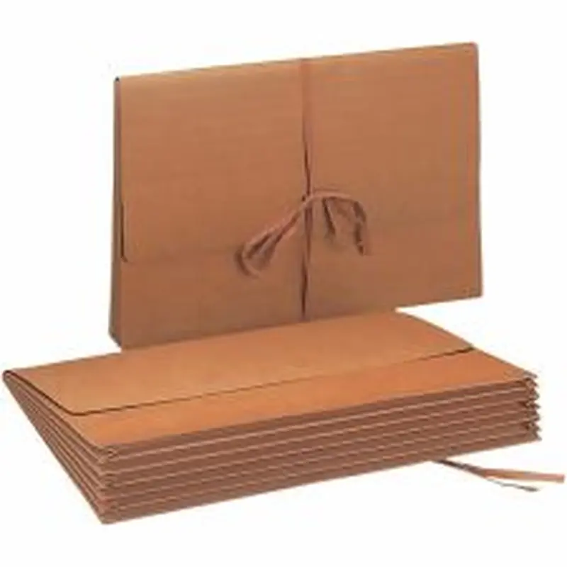 Smead Redrope Expanding Wallet With Cloth Tape Tie, 5 1/4" Expansion, 9 1/2" x 14 3/4", Red Fiber
