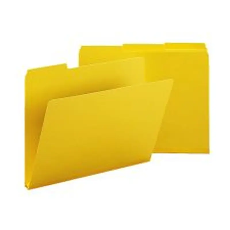 Smead 1/3-Cut Color Pressboard Tab Folders, Letter Size, 50% Recycled, Yellow, Box Of 25