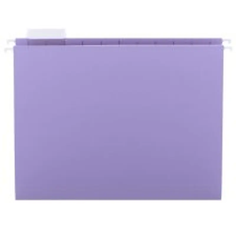 Smead 1/5-Cut Color Hanging Folders, Letter Size, Lavender, Box Of 25
