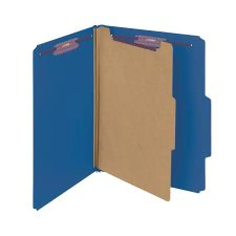 Smead Classification Folders, Pressboard With SafeSHIELD Fasteners, 1 Divider, 2" Expansion, Letter Size, 100% Recycled, Dark Blue, Box Of 10