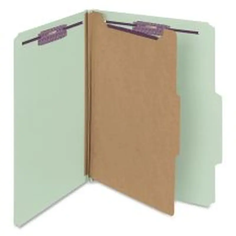 Smead Classification Folders, With SafeSHIELD Coated Fasteners, 2" Expansion, Letter Size, 60% Recycled, Gray/Green, Box Of 10