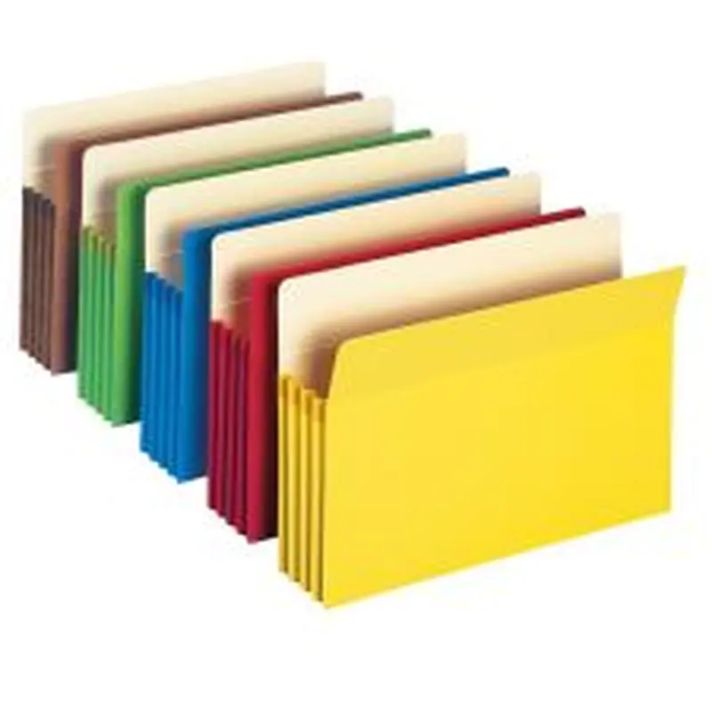 Smead Color File Pockets, 3 1/2" Expansion, 9 1/2" x 11 3/4", Assorted Colors, Pack Of 5
