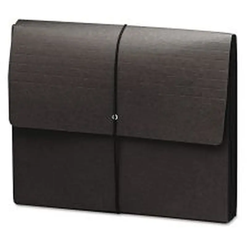 Smead Extra-Wide Expanding Wallets with Elastic Cord, 5.25" Expansion, 1 Section, Elastic Cord Closure, Letter Size, Black, 10/Box