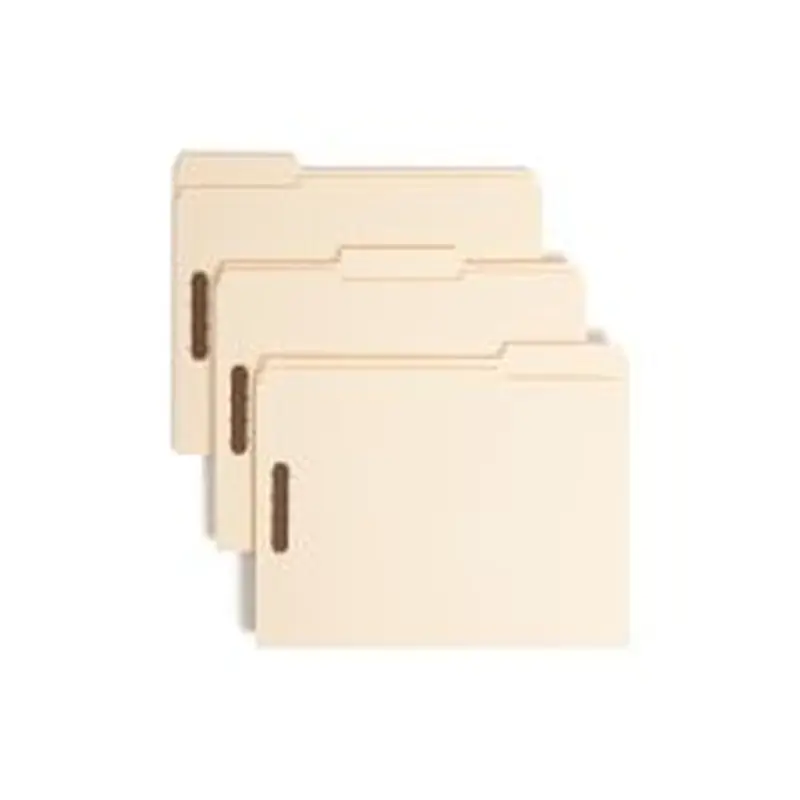 Smead Reinforced Tab Fastener Folders With Two Fasteners, 1/3 Cut, Letter Size, Manila, Pack Of 50 (14537)