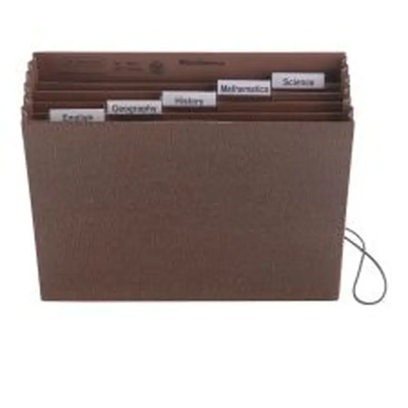 Smead Subject Expanding File, 6 Pocket, 12"x10", Letter Size, 5 1/4" Expansion, 30% Recycled, Brown