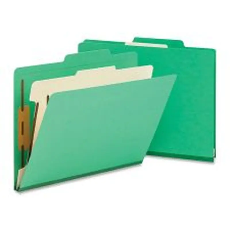 Smead Top-Tab Color Classification Folders, Letter Size, 2" Expansion, 1 Divider, Green, Box Of 10