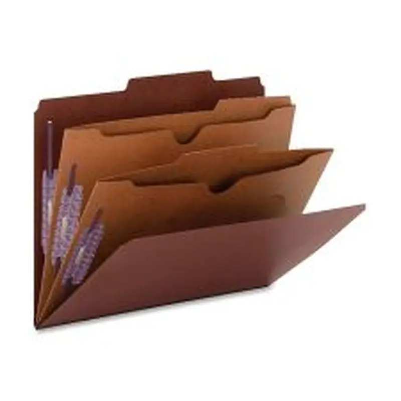 Smead Classification Folders, 2 Dividers, 2" Expansion, Legal Size, 60% Recycled, Red, Box Of 10