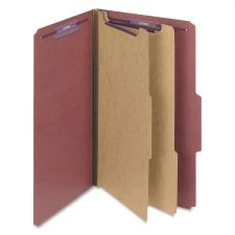 Smead Classification Folders, Pressboard With SafeSHIELD Fasteners, 2 Dividers, 2" Expansion, Legal Size, 100% Recycled, Red, Box Of 10