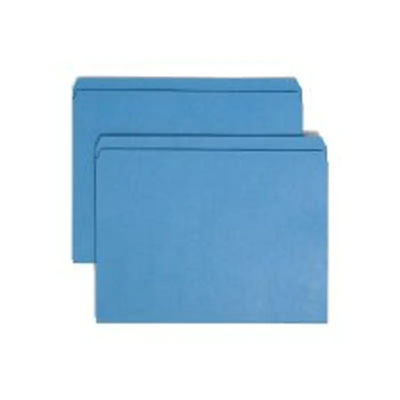Smead Color File Folders, With Reinforced Tabs, Letter Size, Straight Cut, Blue, Box Of 100