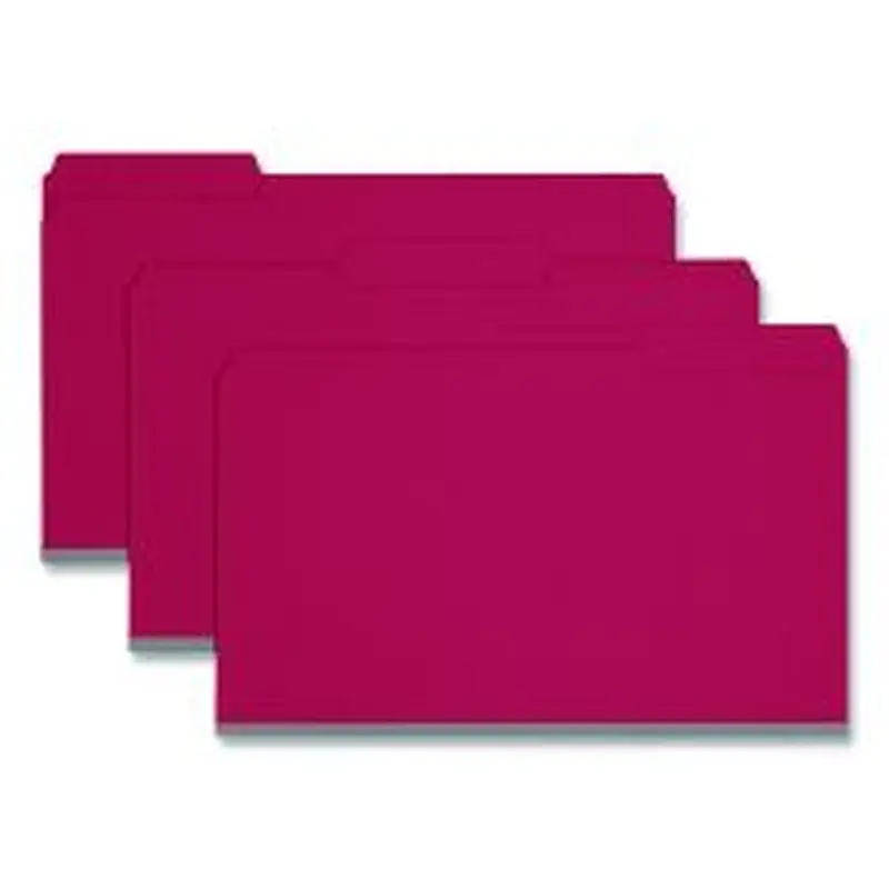 Smead Expanding Recycled Heavy Pressboard Folders, 1/3-Cut Tabs: Assorted, Legal Size, 1" Expansion, Bright Red, 25/Box