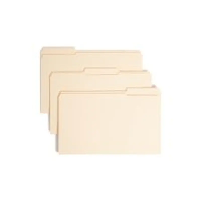 Smead Manila Reinforced Tab Fastener Folders, Legal Size, 1/3 Cut, Pack Of 50