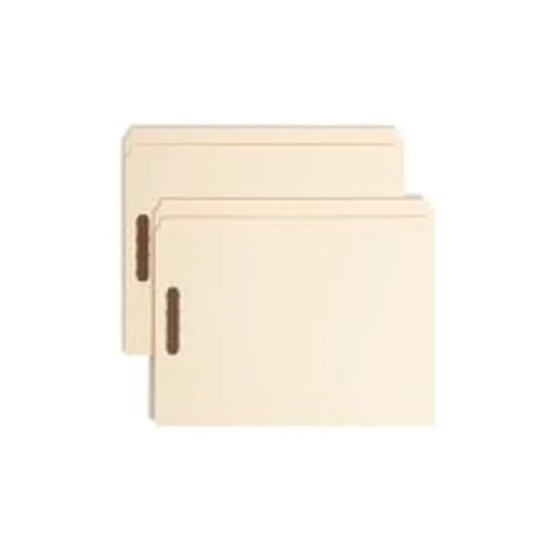 Smead Manila Reinforced Tab Fastener Folders With Two Fasteners, 1" Expansion, 8 1/2" x 11", Letter, Manila, Box of 50