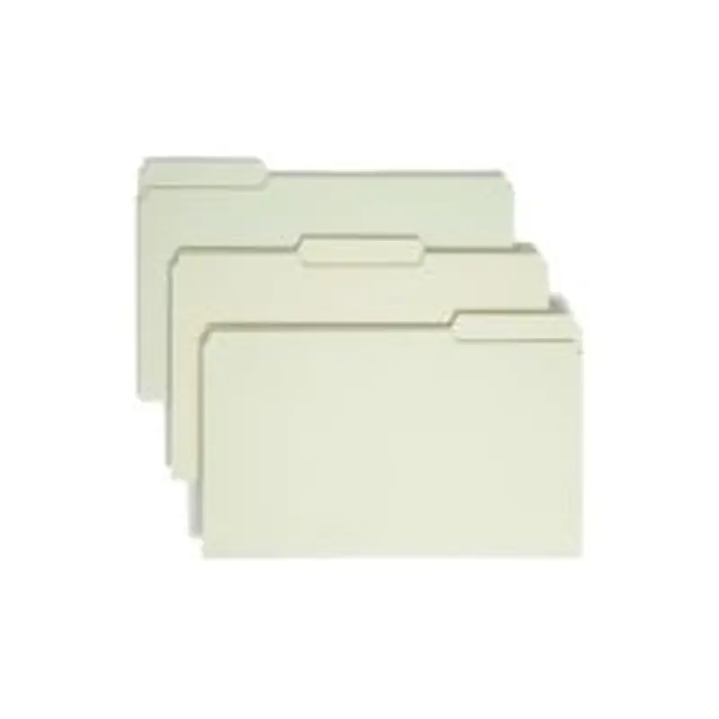 Smead Pressboard Top-Tab Folders, 1/3 Cut, 14 3/4" x 9 1/2", Gray/Green, Pack Of 25