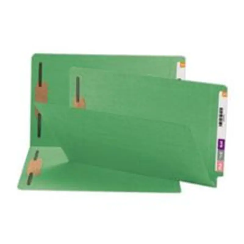 Smead Shelf-Master Color Fastener Folders, Legal Size, Green, Box Of 50