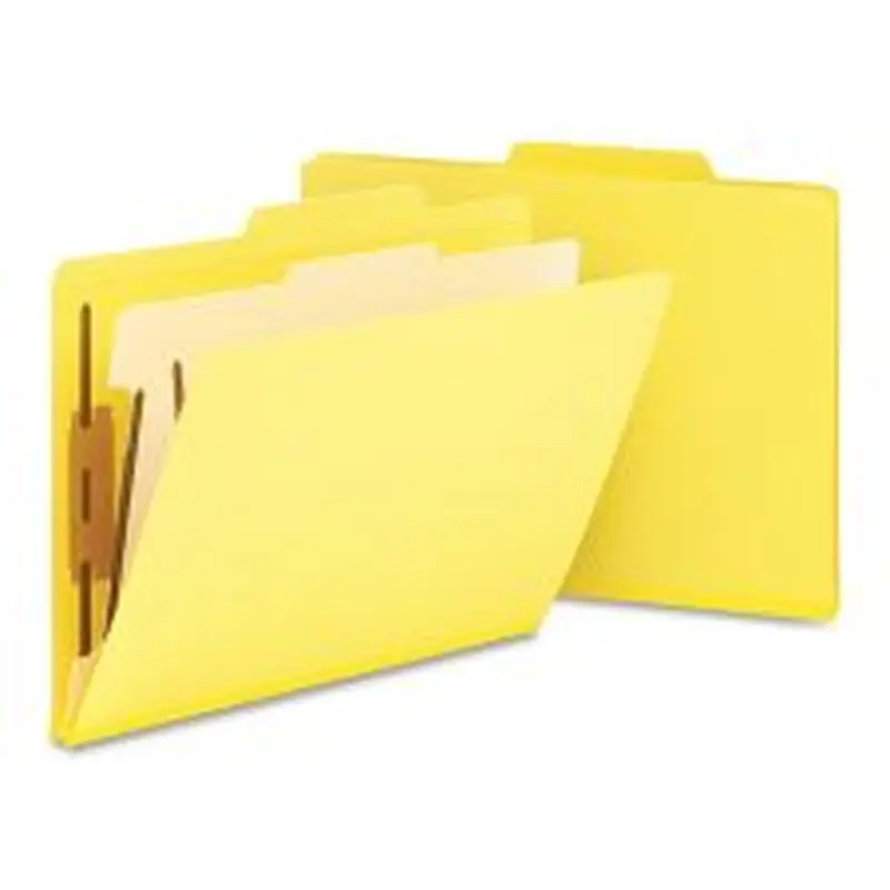 Smead Top-Tab Color Classification Folders, Letter Size, 2" Expansion, 1 Divider, Yellow, Box Of 10