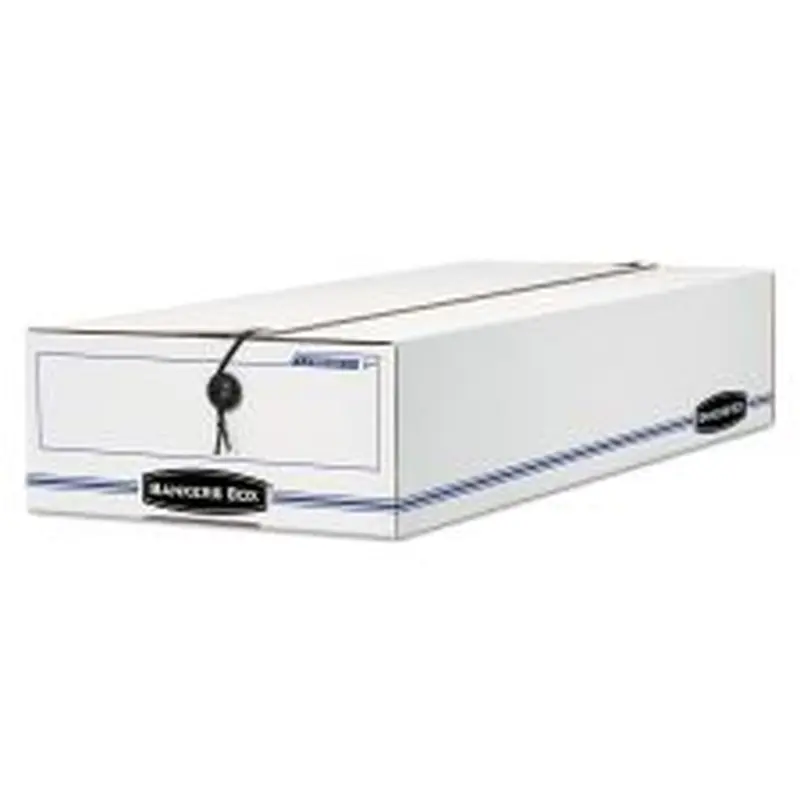 Bankers Box LIBERTY Check and Form Boxes, 9.5" x 23.75" x 4.5", White/Blue, 12/Carton