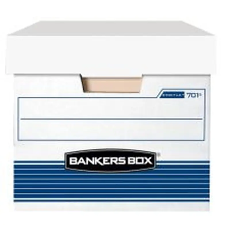 Bankers Box Stor/File Medium-Duty Storage Boxes, Letter Size, 24" x 12" x 10", White/Blue, Case Of 12 - 00701