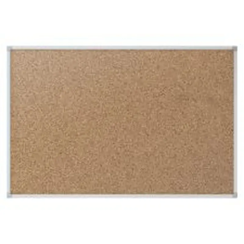 Quartet Economy Cork Bulletin Board, 36" x 24", Aluminum Frame With Oak Finish
