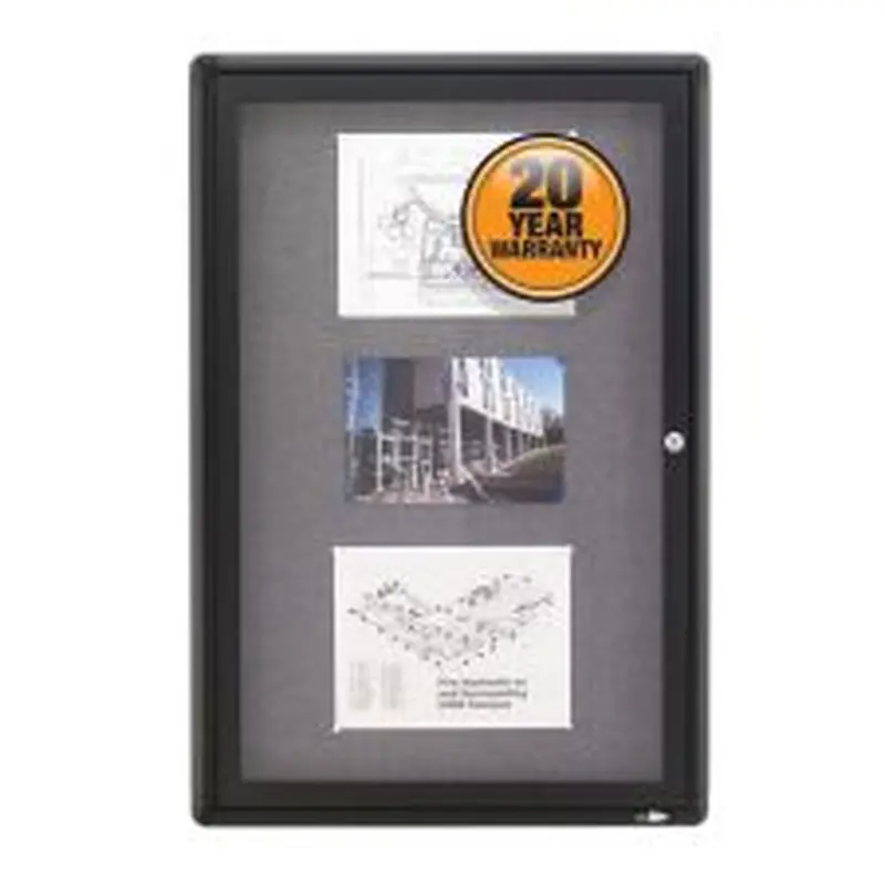 Quartet Swinging Door Fabric Bulletin Board, 24" x 36", Aluminum Frame With Gray Finish