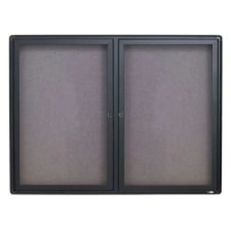 Quartet Swinging Door Fabric Bulletin Board, 36" x 48", Aluminum Frame With Graphite Finish