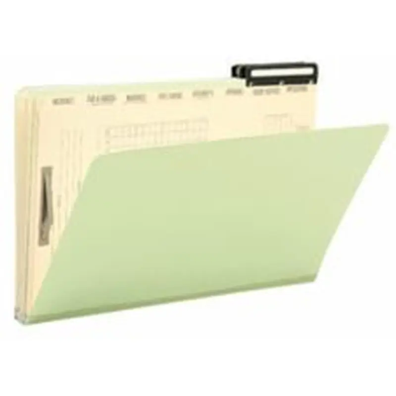 Smead Mortgage Pressboard Folders, 2/5 Cut, Legal Size, 100% Recycled, Green/Manila, Pack Of 10