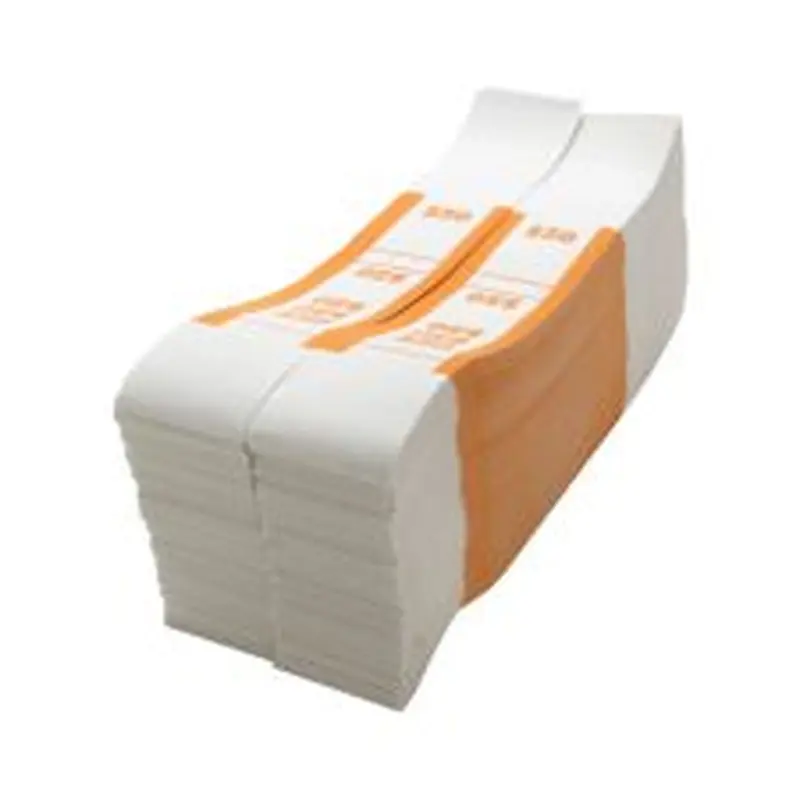 Sparco White Kraft ABA Bill Straps, $50, Orange/White, Box Of 1,000