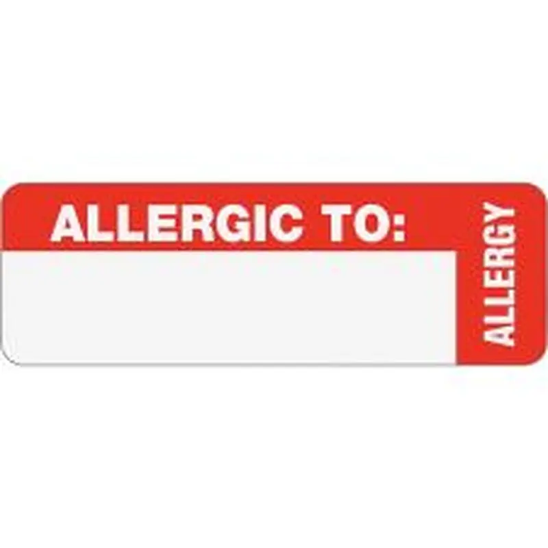 Tabbies Permanent "Allergic To:" Medical Wrap Label Roll, TAB40562, Red, Roll Of 500