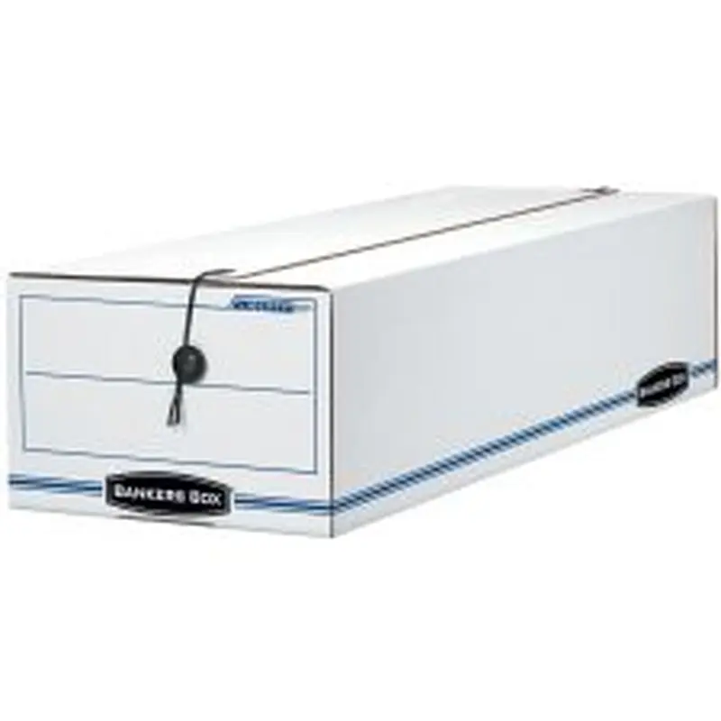 Bankers Box Liberty Corrugated Storage Boxes, 7 1/2" x 9" x 24 1/4", White/Blue, Case Of 12