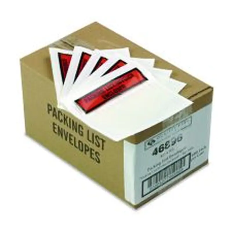 Quality Park Self-Adhesive Packing List Envelope, Top-Print Front: Packing List/Invoice Enclosed, 4.5 x 5.5, Clear/Orange, 1,000/Carton