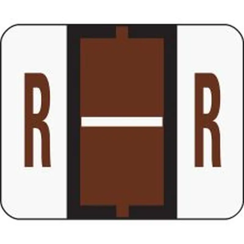 Smead BCCR Bar-Style Permanent Alphabetical Labels, R, Brown, Roll Of 500