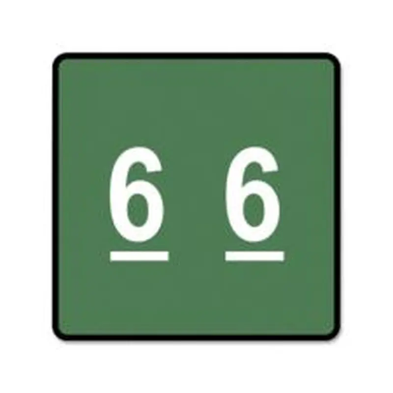Smead DCC and DCCRN Color-Coded Numeric Labels, SMD67426, "Number", 1 1/2"W x 1 1/2"L, Green, 250 Per Roll