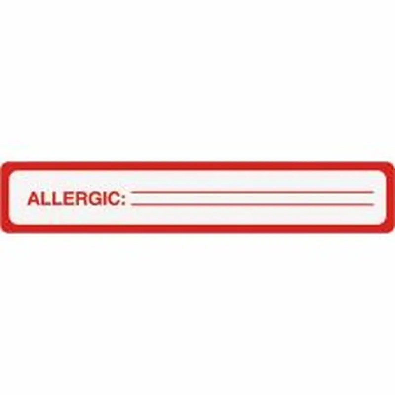 Tabbies Permanent Allergic To: Allergy Label Roll, TAB40561, Red, Roll Of 175