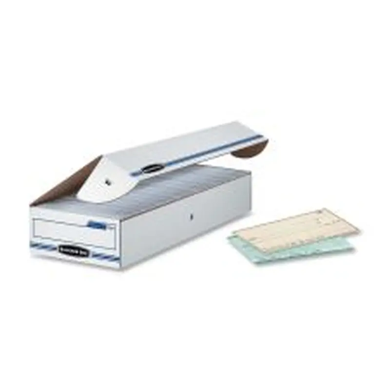 Bankers Box Econo Stor/File Standard-Duty Storage Boxes, 9" x 24" x 4", White/Blue, Case Of 12