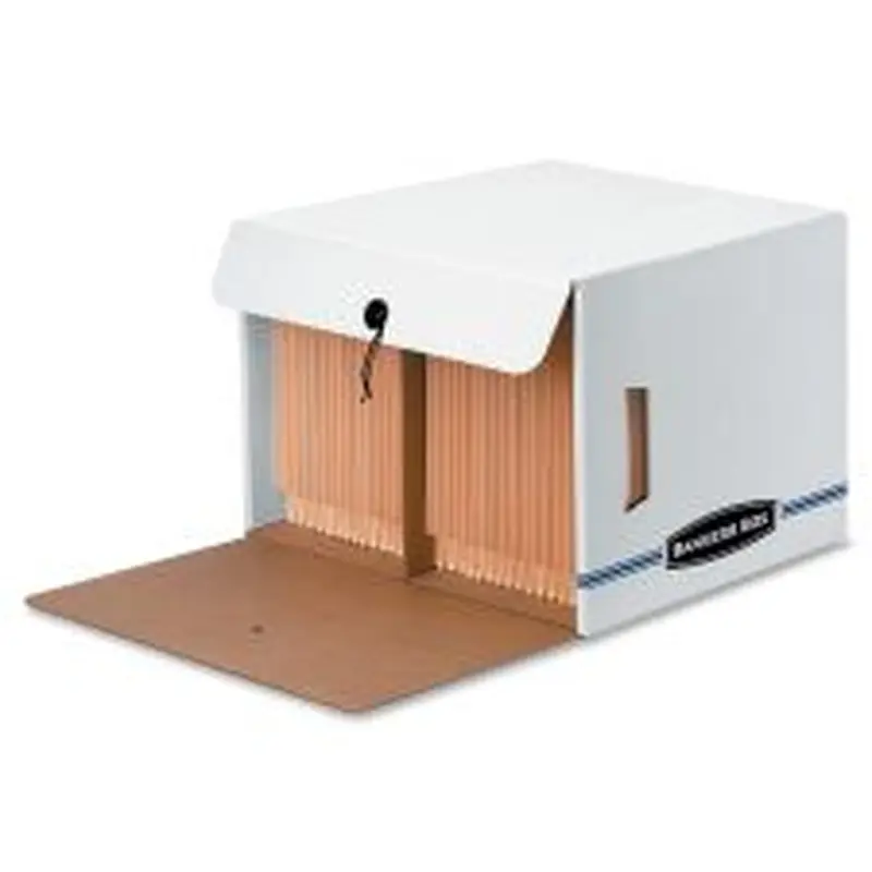 Bankers Box Side Tab Storage Storage Files, Letter Size, 11 1/4" x 16" x 14", White/Blue, Case Of 12