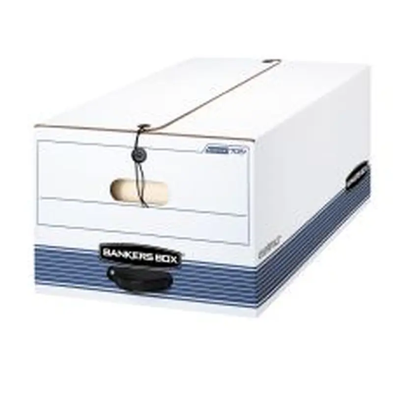 Bankers Box Stor/File Medium-Duty Storage Boxes, Legal Size, 24" x 15" x 10", White/Blue, Case Of 12 - 70504