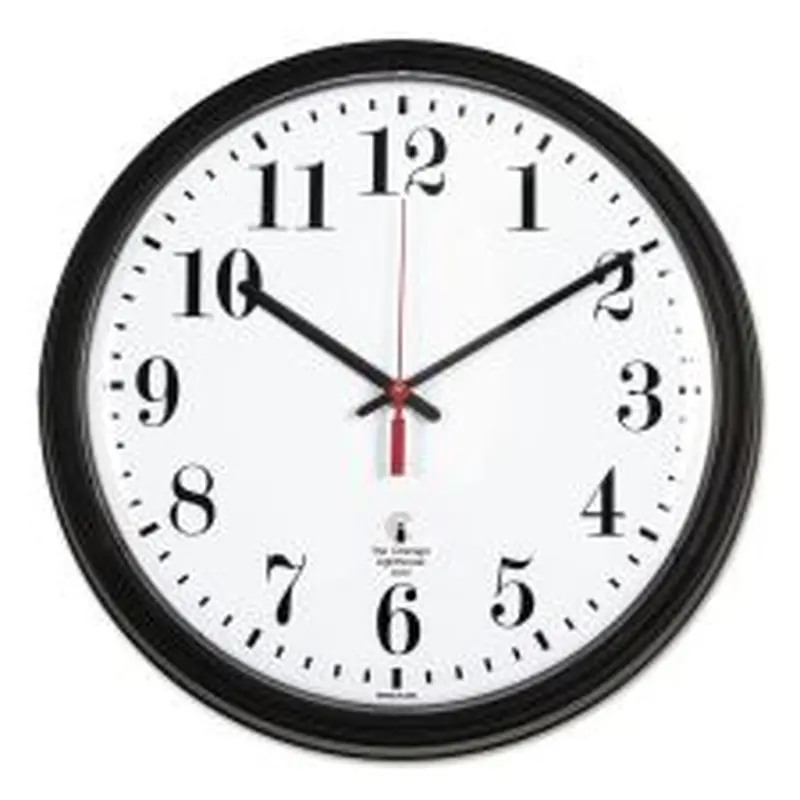 Chicago Lighthouse Black Quartz CONTRACT Clock, 13.75" Overall Diameter, Black Case, 1 AA (sold separately)
