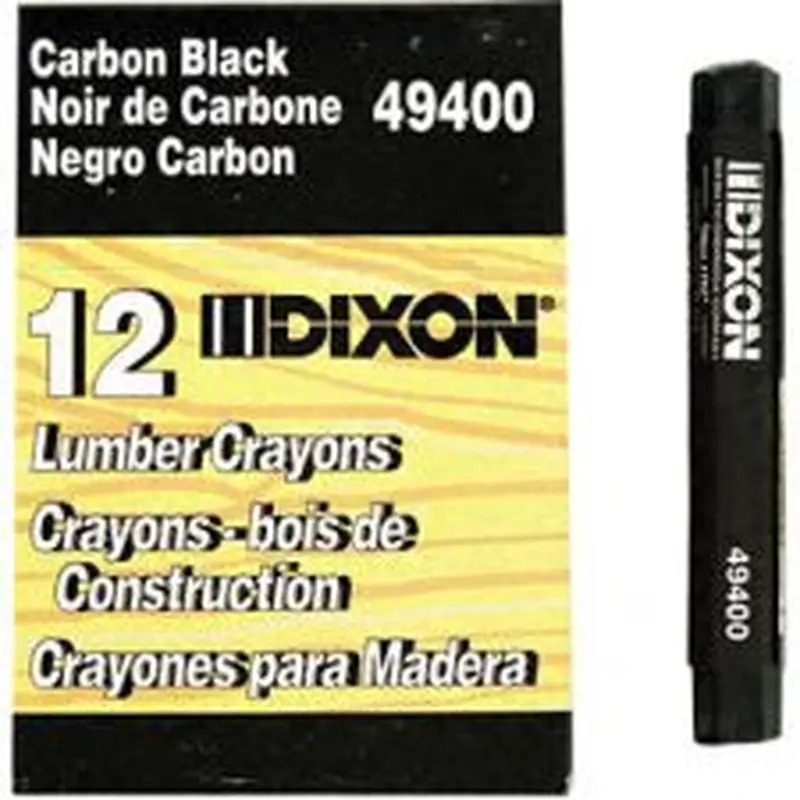 Dixon Lumber Crayons, 0.5" x 4.5", Carbon Black, Dozen