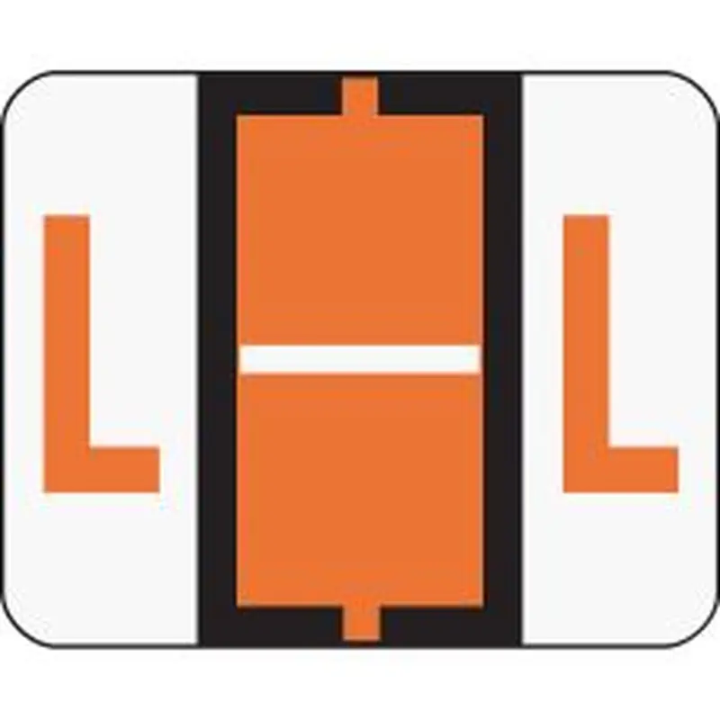 Smead BCCR Bar-Style Permanent Alphabetical Labels, L, Dark Orange, Roll Of 500