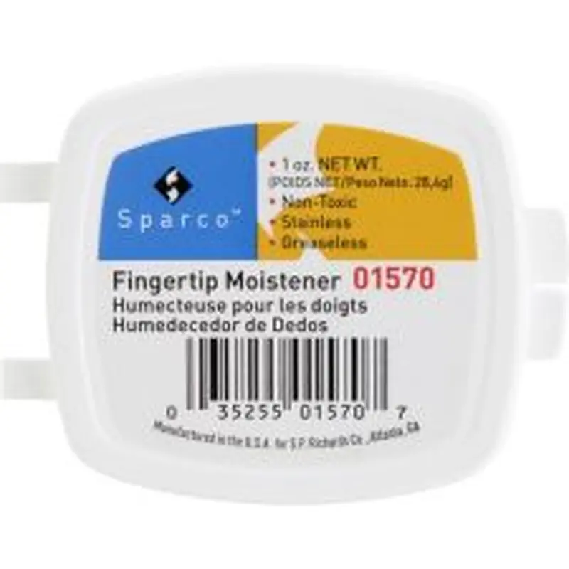 Sparco 1 Oz. Greaseless Fingertip Moistener - Odorless, Greaseless, Stainingless, Non-slip - 1 oz - White