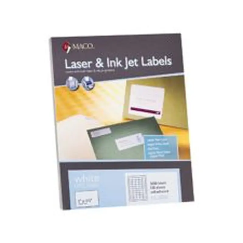 MACO UPC Permanent Labels, MACML5000, Rectangle, 1"W x 1 1/2"L, White, 50 Per Sheet, Box Of 5,000