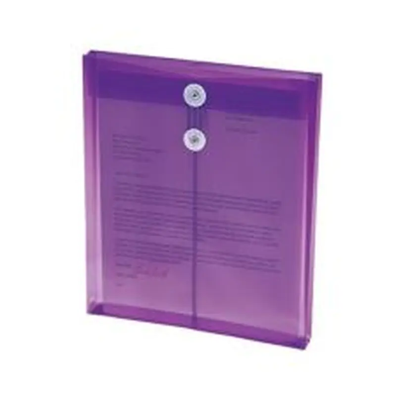 Smead Poly Envelopes With String-Tie Closure, 1 1/4" Expansion, Letter Size, 8 1/2" x 11", Purple, Pack Of 5 Envelopes