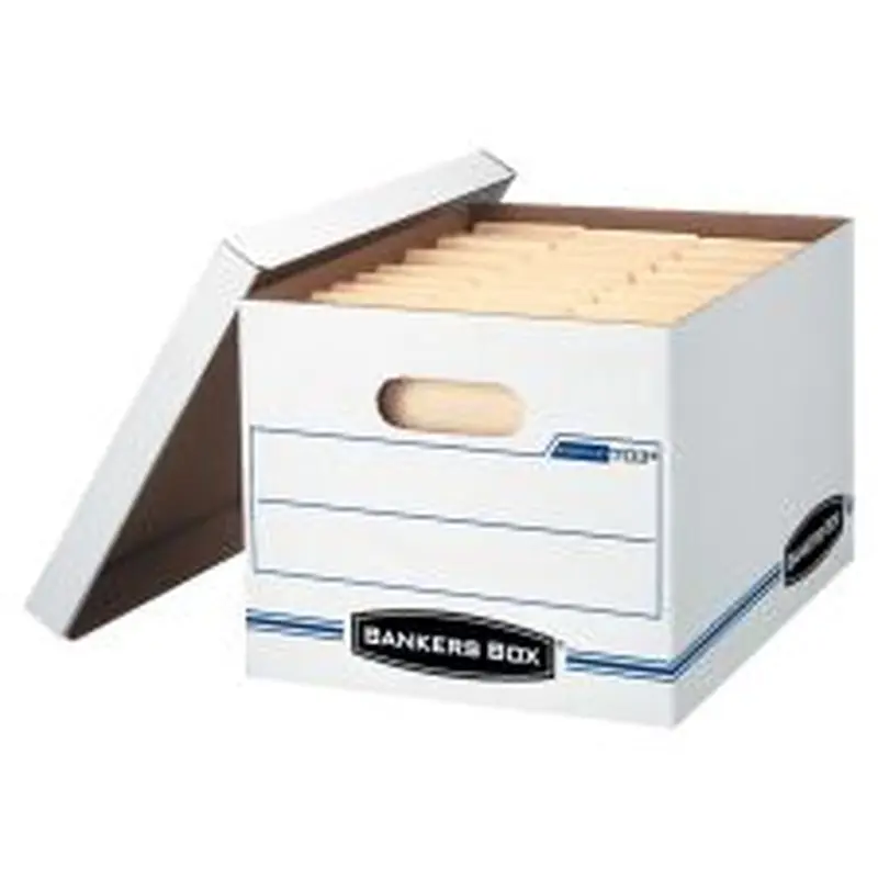 Bankers Box Stor/File Boxes With Lift-Off Lids, Letter/Legal Size, 12 1/2" x 16 5/16" x 10 1/2", White, 4/Carton