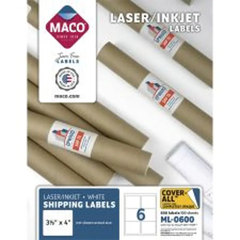 MACO White Laser/Ink Jet Shipping Label