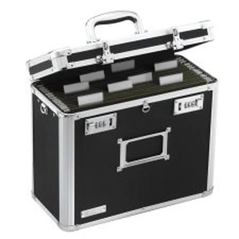 Vaultz Locking Storage File Tote, Letter Size, 12 1/4" x 13 3/4" x 7 1/4", Black