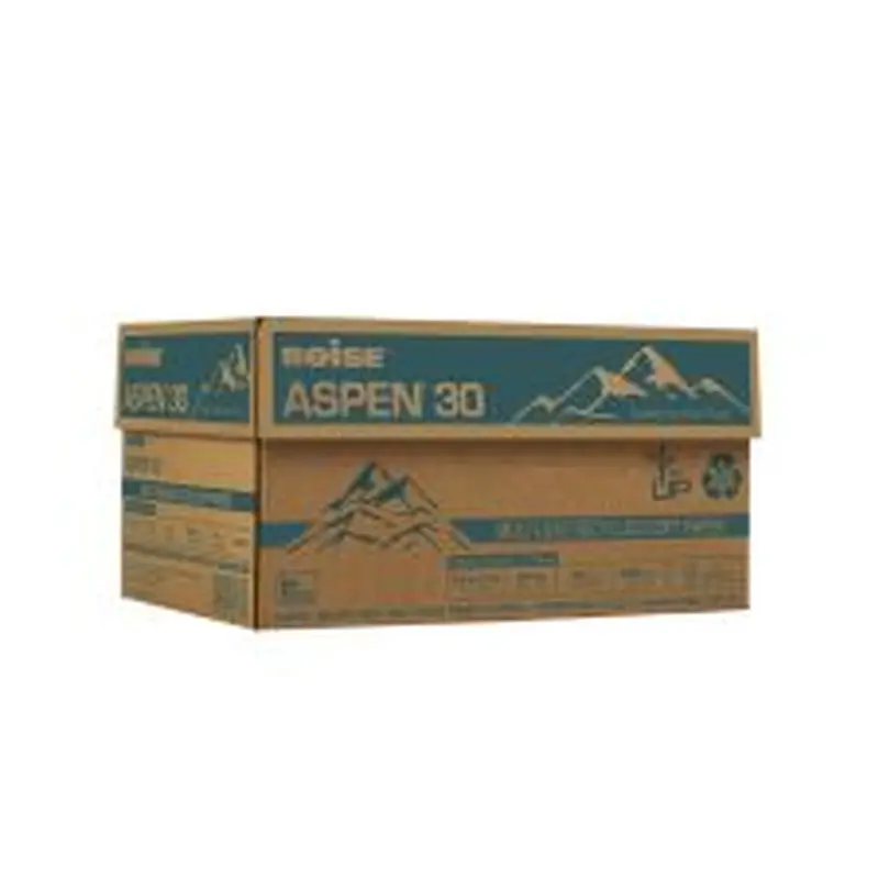 Boise ASPEN 30 3-Hole Punched Multi-Use Printer & Copy Paper, White, Letter (8.5" x 11"), 5000 Sheets Per Case, 20 Lb, 92 Brightness, 30% Recycled, FSC Certified