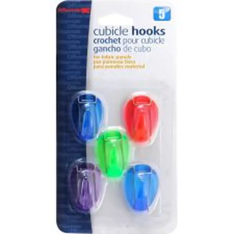 Officemate 30181 Cubicle Hooks, Assorted Colors, 5 Pack