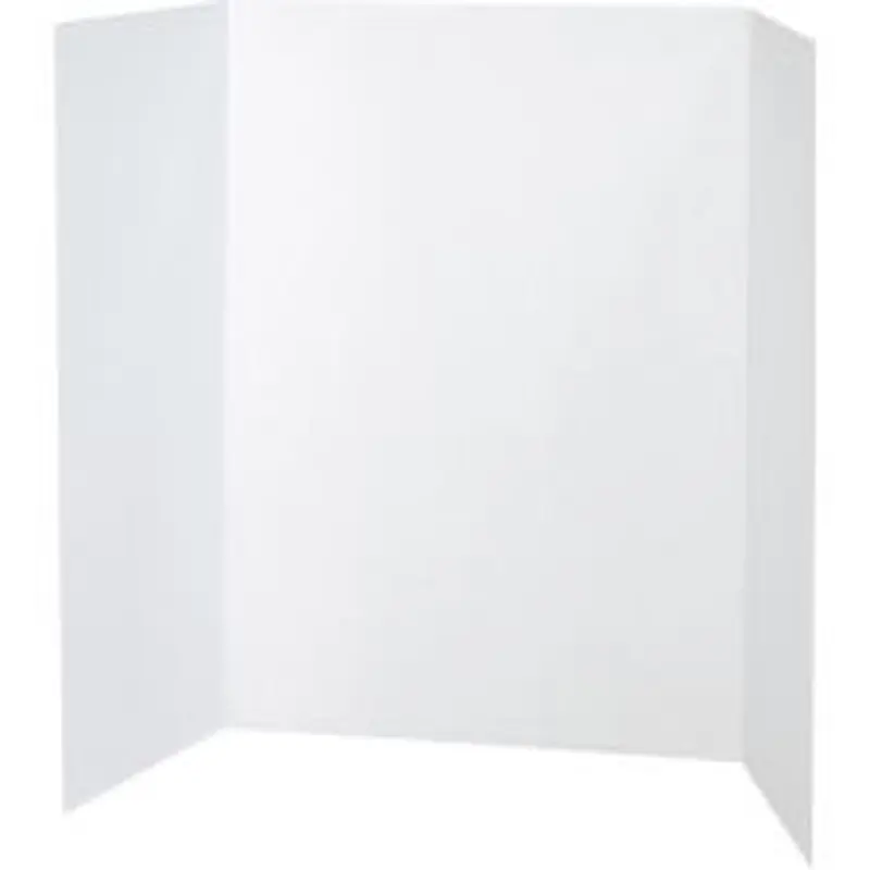 Pacon 80% Recycled Single-Walled Tri-Fold Presentation Boards, 40" x 28", White, Carton Of 8